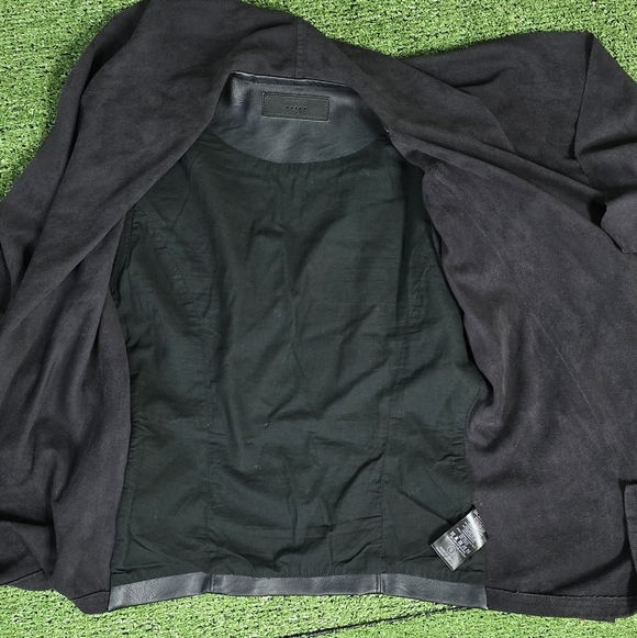 BLANK NYC | DRAPED VEGAN LEATHER COWL NECK MOTO JACKET - Picture 7 of 16